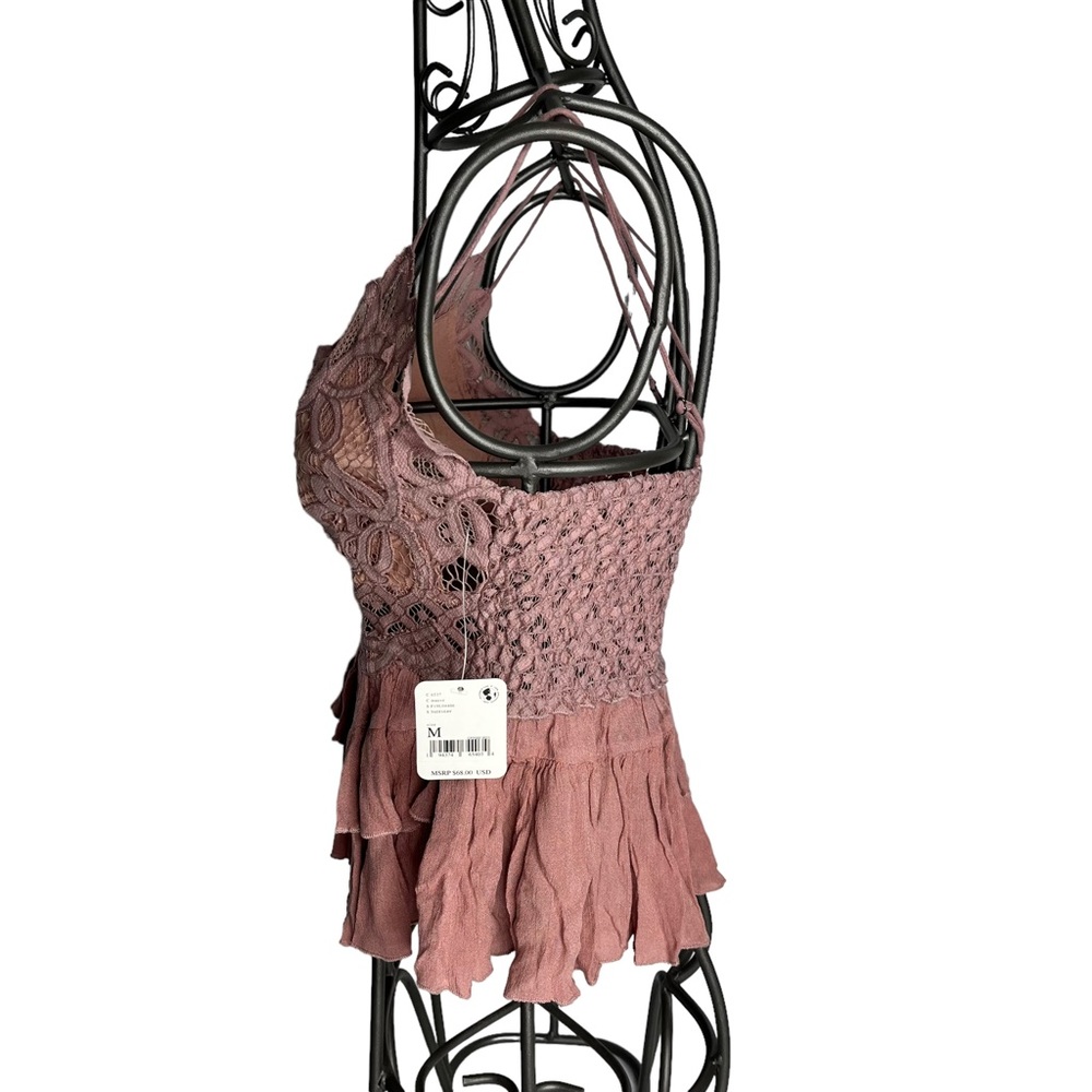 NWT Free People Adella Dusty Mauve Lace Cami Top Size Medium - Picture 7 of 9